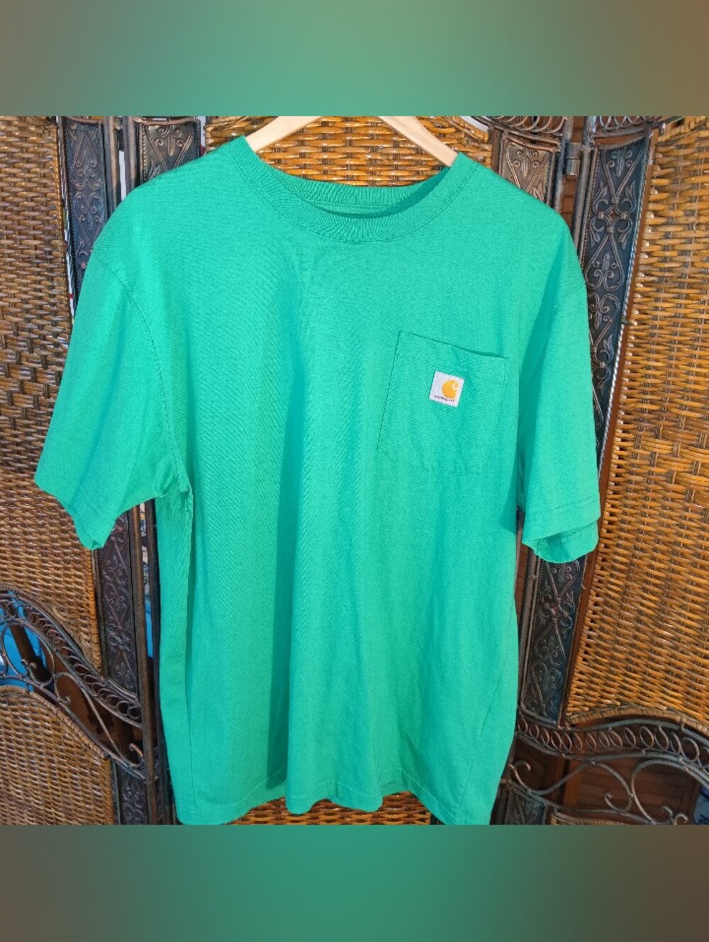 Carhartt Short-Sleeve Pocket Tee Green Workwear Casual Wear Men's Loose Fit Med